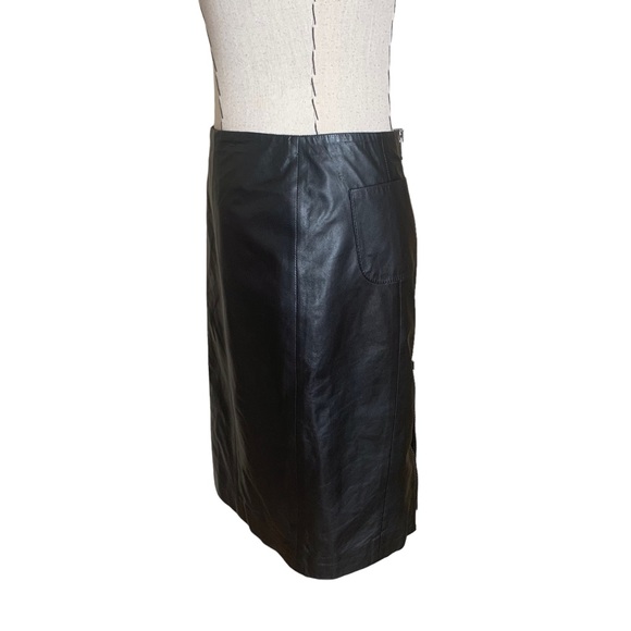 Paule Ka Black Leather Pencil Skirt with Zipper Detail size 38 - Picture 8 of 10